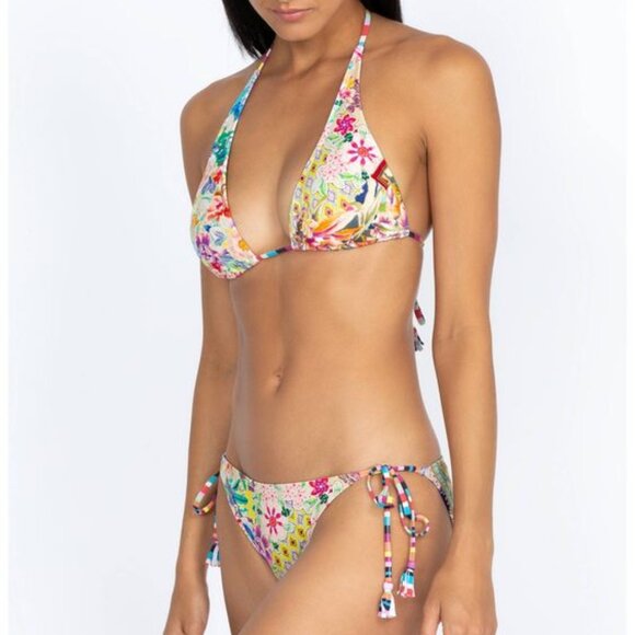 Johnny Was CA Locita Print Swimsuit Set - String Bikini Bottom & Top - Picture 1 of 4